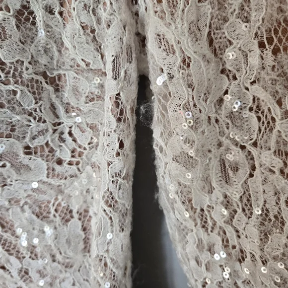 Nadine Merabi Carly Dress size XS Lace White Sequins Long Sleeve Bride - Picture 8 of 11